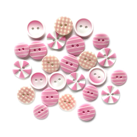 Tickle Me Pink Printed Buttons
