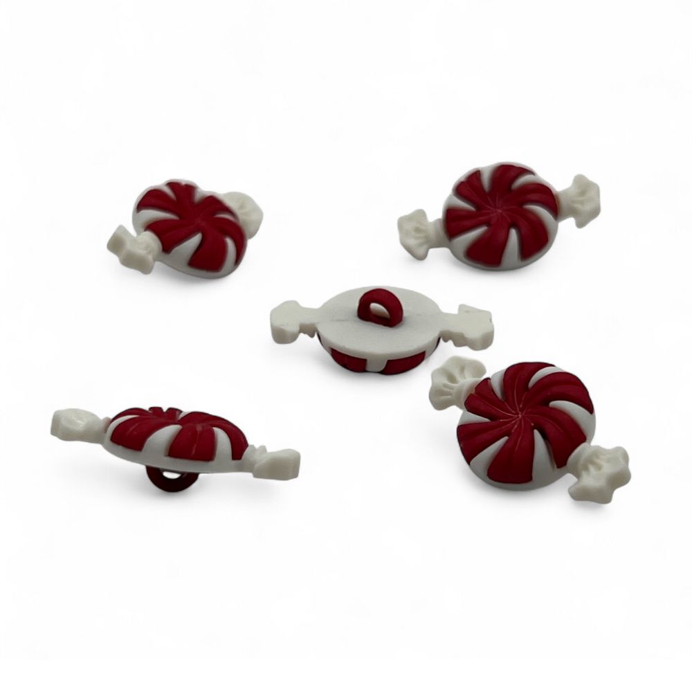 Peppermint Candy Single Bulk Button - B1029
