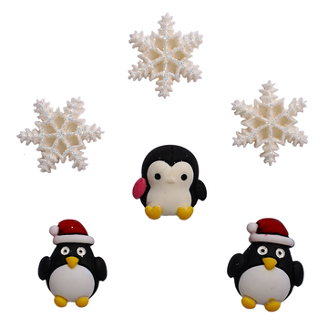 Winter Waddlers Flatback Embellishments – 6 Piece Resin Craft Set - FBZ126