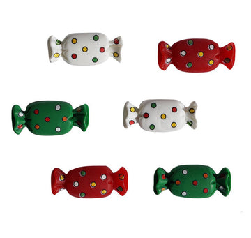 Holiday Candy Flatback Embellishments – 6 Piece Resin Craft Set - FBZ131