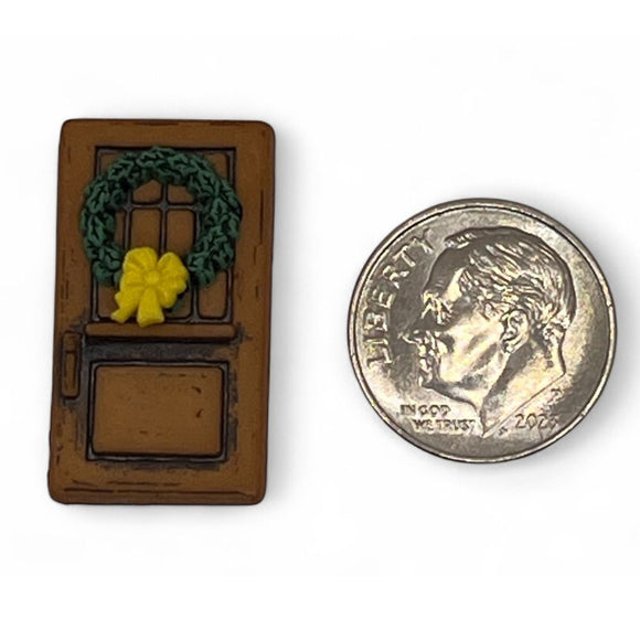 Christmas Door Button – Holiday Craft Embellishment with Wreath & Bow - SB107
