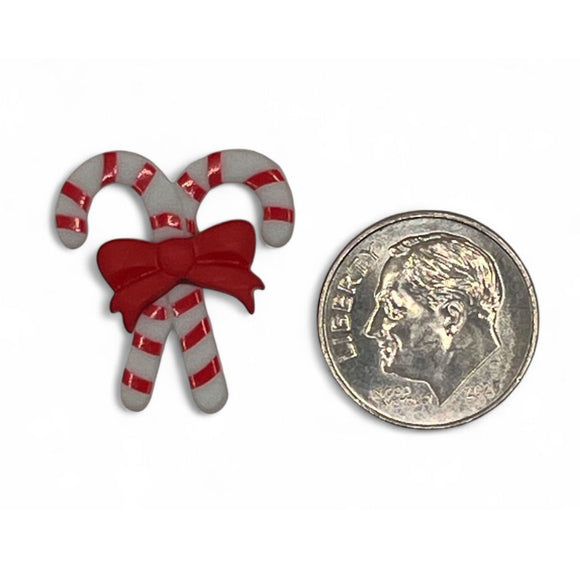 Crossed Candy Cane Single Bulk Button  - SB131