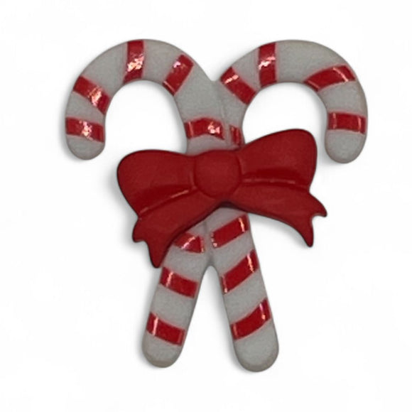 Crossed Candy Cane Single Bulk Button  - SB131