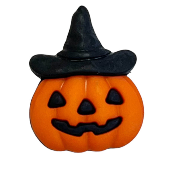 Jack-O’-Lantern with Witch Hat Craft Button - SB188