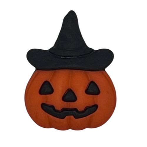 Jack-O’-Lantern with Witch Hat Craft Button - SB188