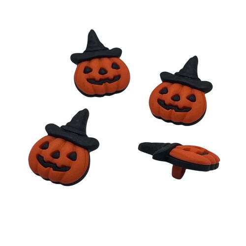 Jack-O’-Lantern with Witch Hat Craft Button - SB188