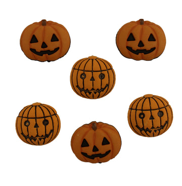 Jack O' Lantern Buttons – 6 Piece Halloween Sewing & Craft Buttons - 4526