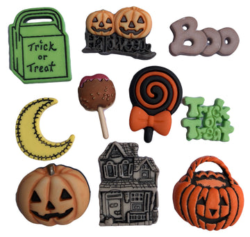 Halloween Night Buttons – 10 Piece Halloween Sewing & Craft Button Assortment - 4533