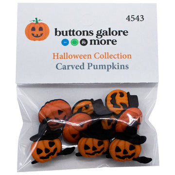 Carved Pumpkin Buttons – 9 Piece Halloween Sewing & Craft Button Assortment - 4543 - 0