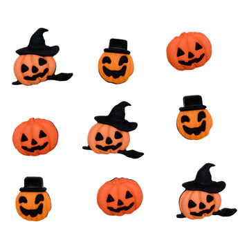 Carved Pumpkin Buttons – 9 Piece Halloween Sewing & Craft Button Assortment - 4543