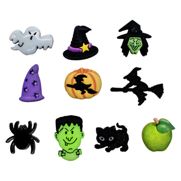 Witchcraft Buttons – 10 Piece Halloween Sewing & Craft Button Assortment - 4545