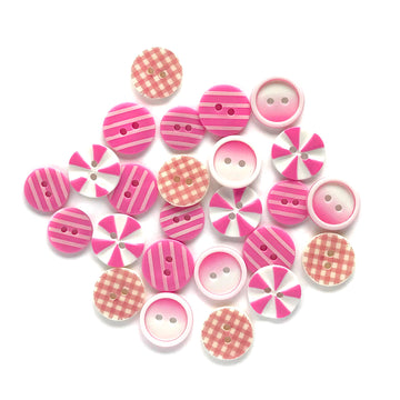Pink Patchwork Printed Buttons - 0