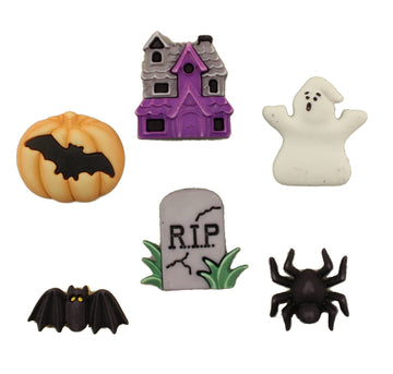 Happy Hauntings 3D Buttons – 6 Piece Halloween Sewing & Craft Button Assortment - HH104