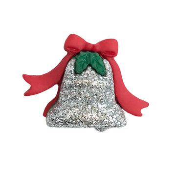 Glitter Silver Bells Single Bulk Button- SB141